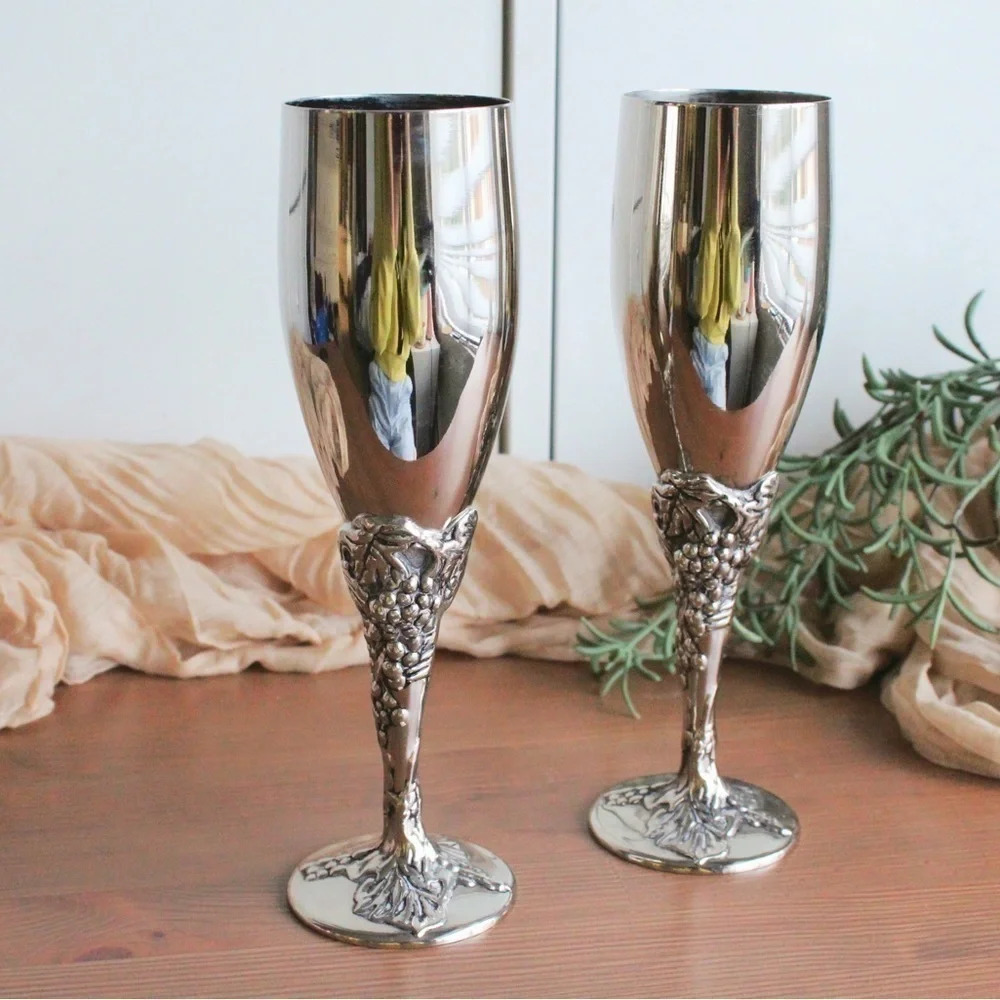 Vintage silver plated  champagne wine cups